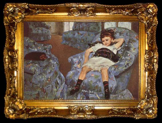 framed  Mary Cassatt Ligttle Girl in a Blue Armchari, ta009-2